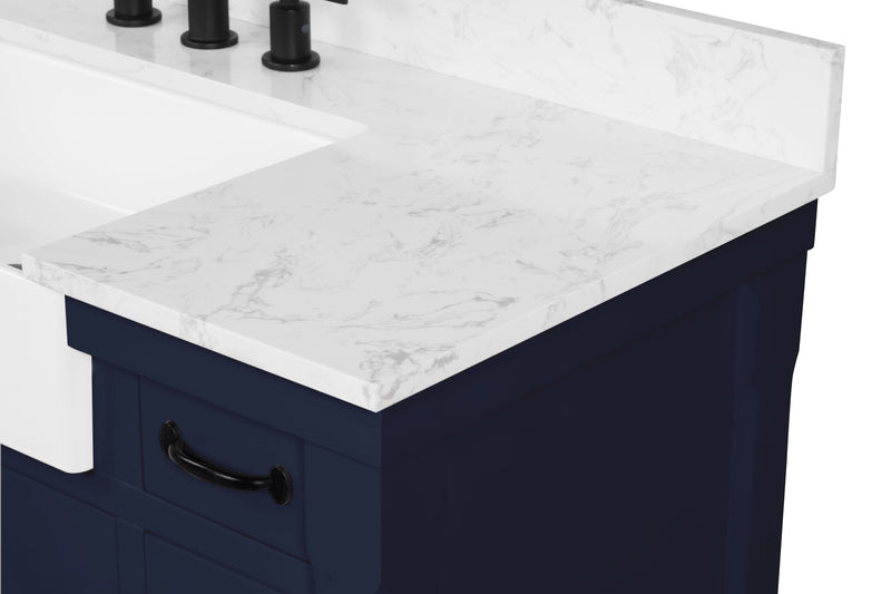 Farmington navy blue 48" Open Shelf Vanity Set with Premium Carrara Marble Top