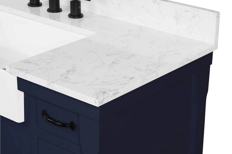 Farmington navy blue 48" Open Shelf Vanity Set with Premium Carrara Marble Top