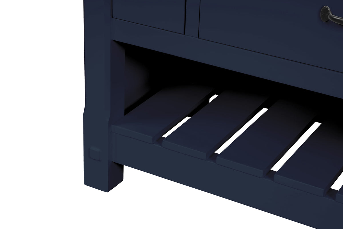 Farmington navy blue 48" Open Shelf Vanity Set with Premium Carrara Marble Top