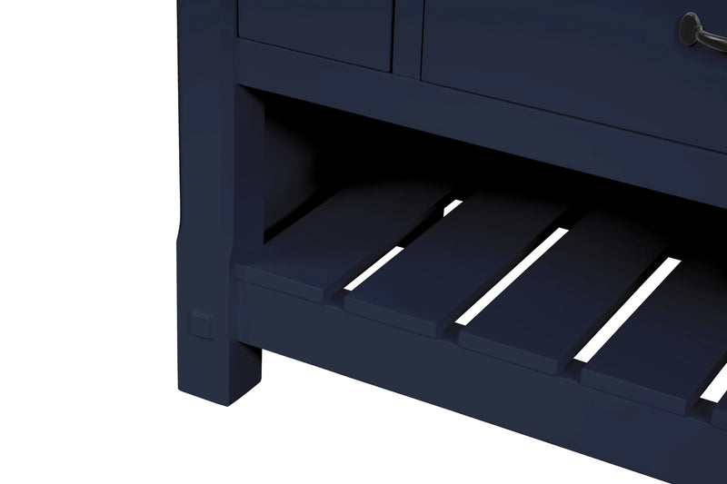 Farmington navy blue 48" Open Shelf Vanity Set with Premium Carrara Marble Top