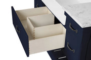 Farmington navy blue 48" Open Shelf Vanity Set with Premium Carrara Marble Top