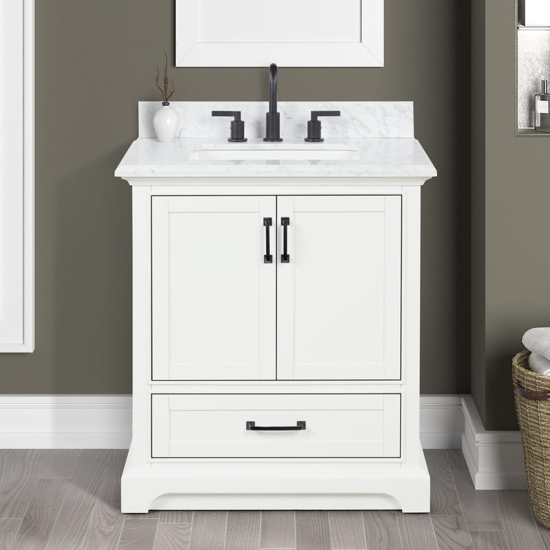 Rhoda 30" Vanity Set with Luxurious Carrara Marble Top