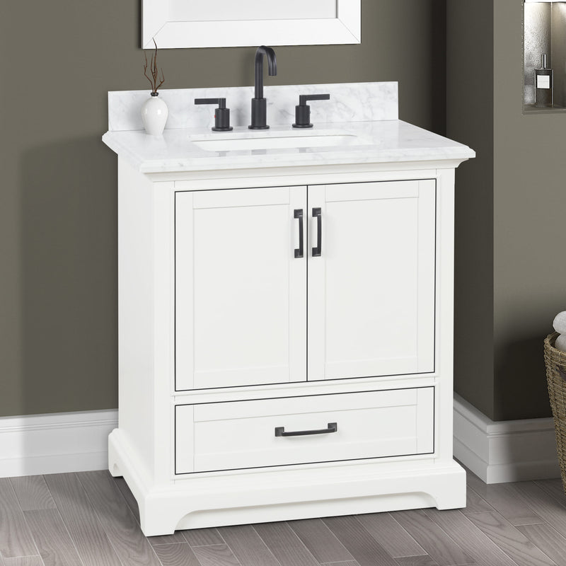 Rhoda 30" Vanity Set with Luxurious Carrara Marble Top