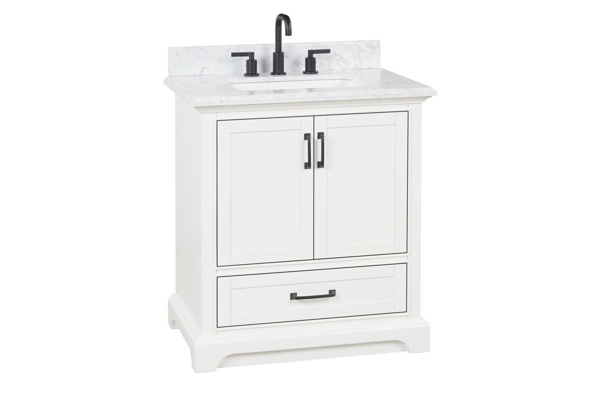 Rhoda 30" Vanity Set with Luxurious Carrara Marble Top