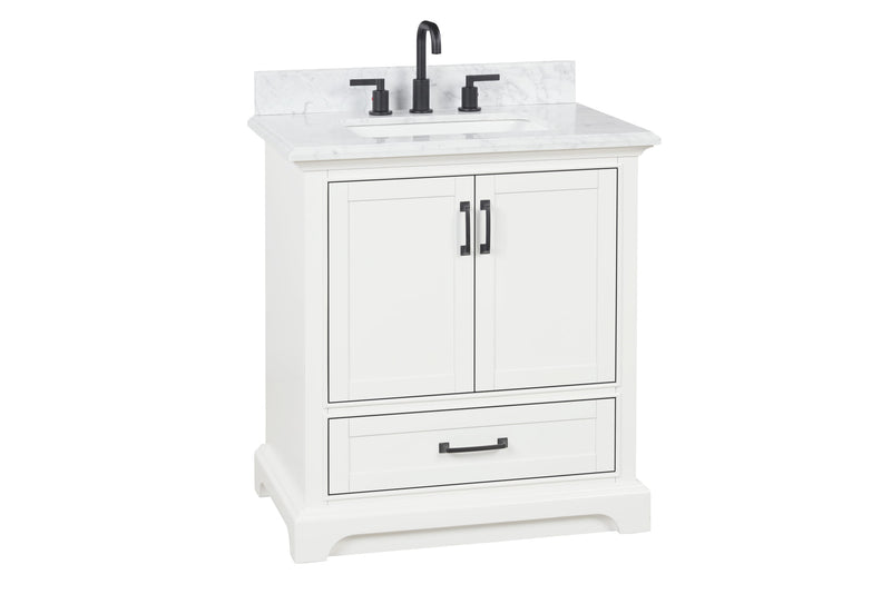 Rhoda 30" Vanity Set with Luxurious Carrara Marble Top