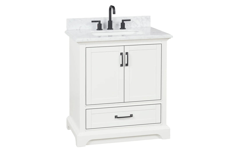 Rhoda 30" Vanity Set with Luxurious Carrara Marble Top
