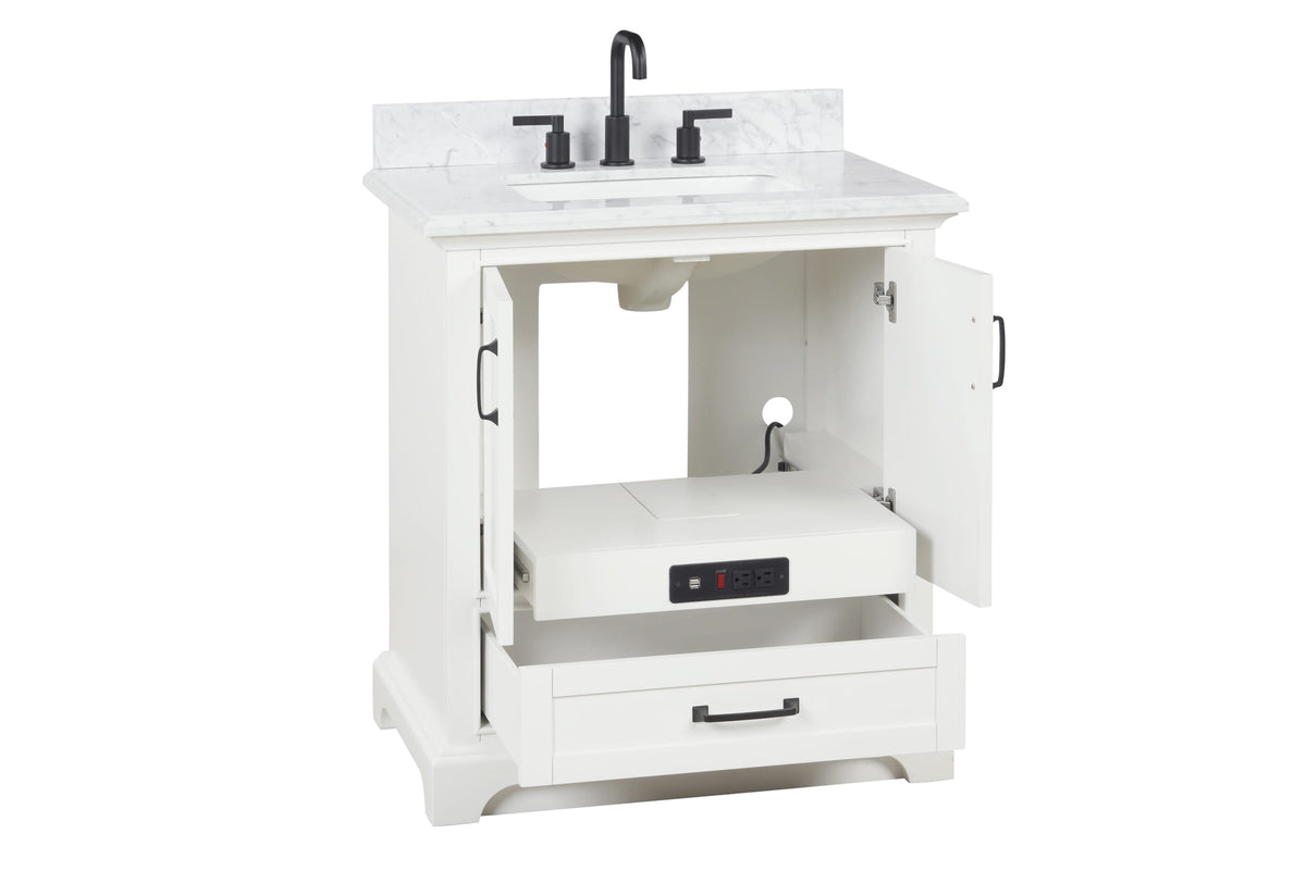 Rhoda 30" Vanity Set with Luxurious Carrara Marble Top
