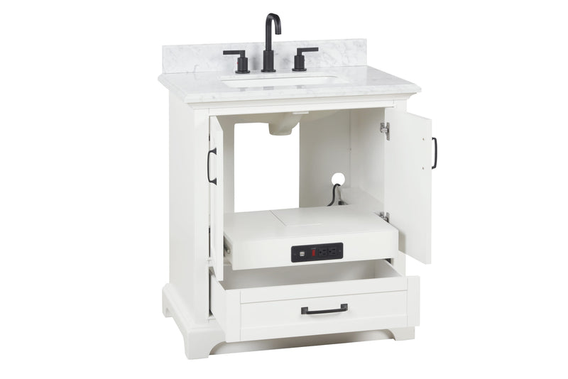 Rhoda 30" Vanity Set with Luxurious Carrara Marble Top
