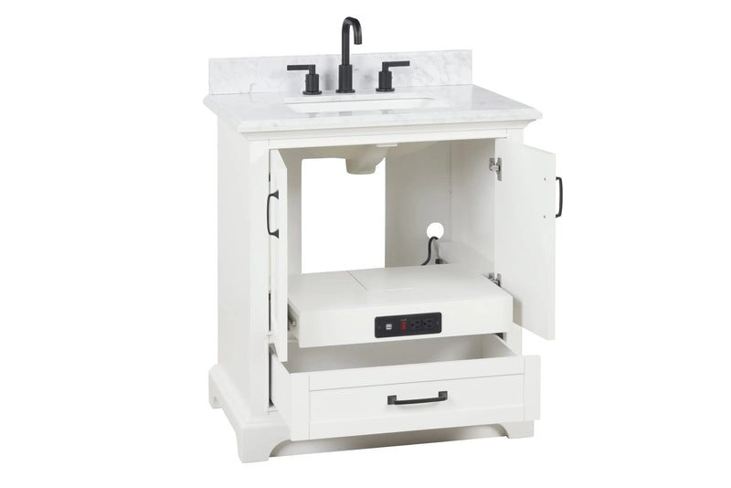 Rhoda 30" Vanity Set with Luxurious Carrara Marble Top