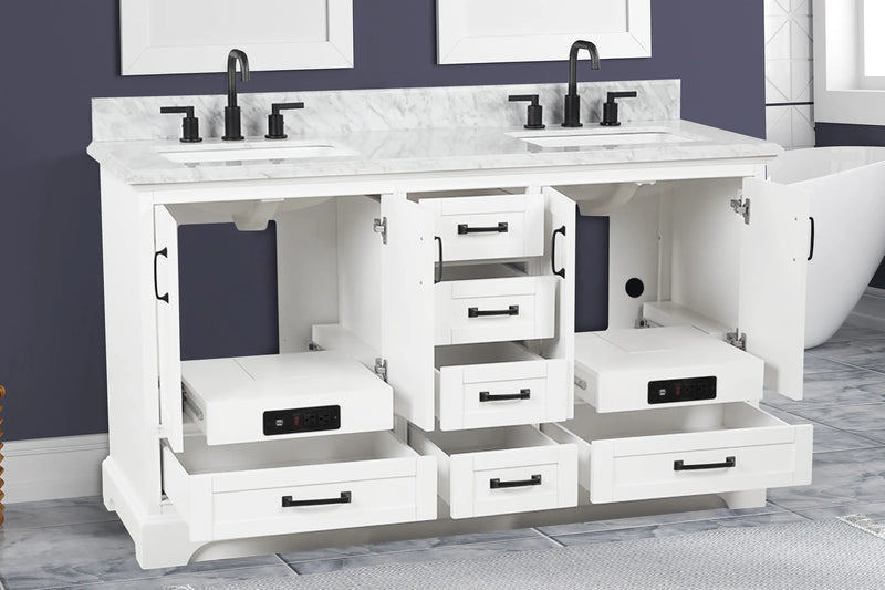 Rhoda 60" Vanity Set with Luxurious Carrara Marble Top