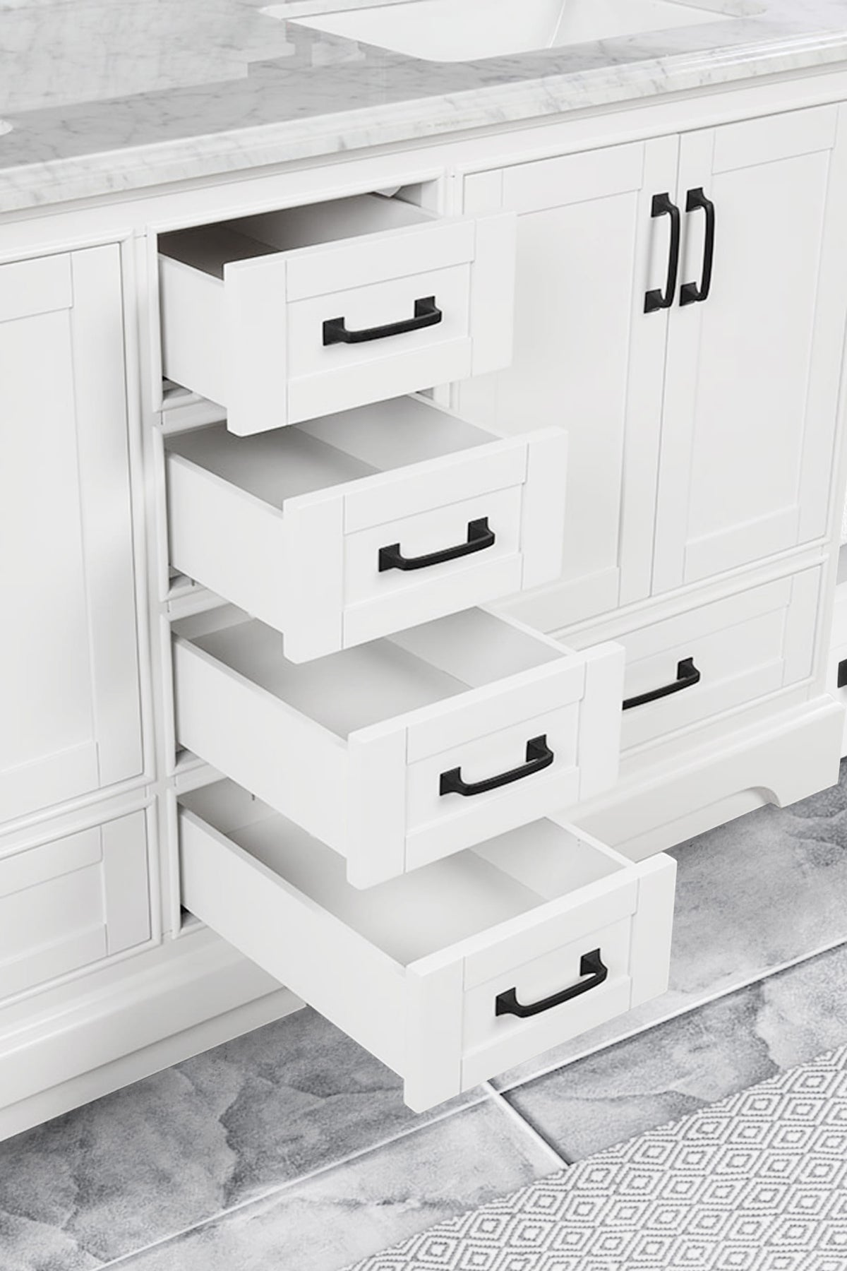 Rhoda 60" Vanity Set with Luxurious Carrara Marble Top