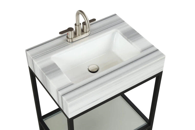 Vaia 24" Bathroom Vanity Set with Natural Marble Top