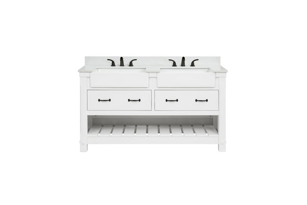 Joanna 60" Vanity Family Set with Engineered Quartz Top - Dove White