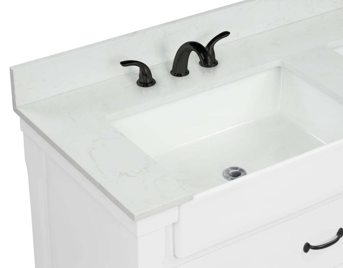 Farmington 60" Open Shelf Vanity Set with Premium Carrara Marble Top