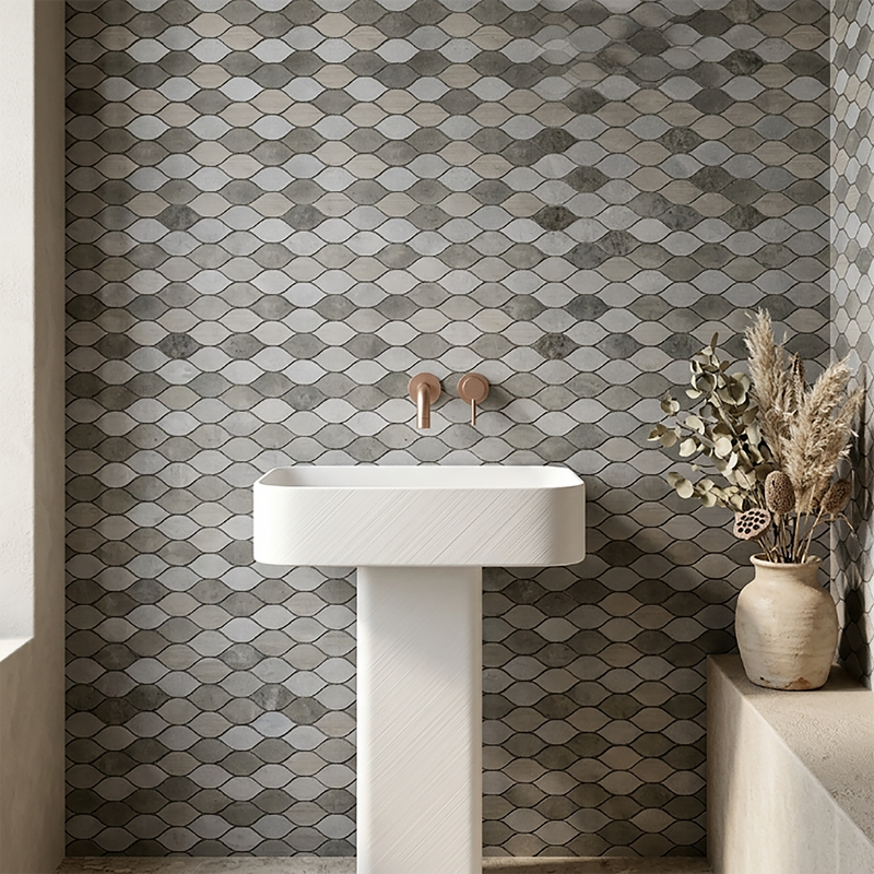 Soft Harmony Feathers 11-1/2-in x 12-in Mixed Marble Mosaic Wall Tile( 4.8 sq. ft. /Box )