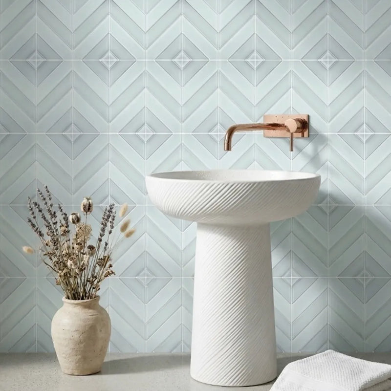 Diamond 12-in x 12-in Pattern Chevron with Metallic Edge Glass Mosaic Wall Tile( 10 sq. ft. /Box )