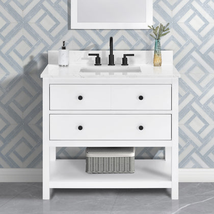 Encino 36" Single Vanity With Carrara White Quartz Stone Top