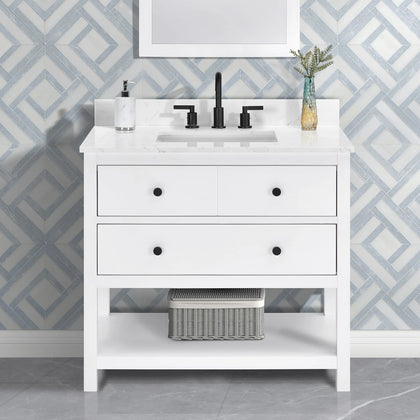 Encino 36" Single Vanity With Carrara White Quartz Stone Top