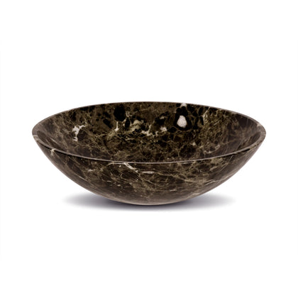 17 Inch Round Bowl Dark Emperador Marble Bathroom Artistic Vessel Sink
