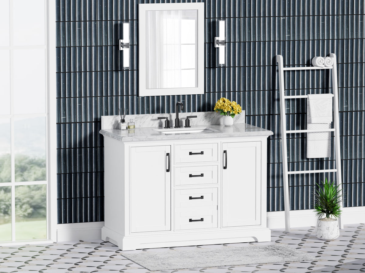 Rhoda 48" Vanity Set with Luxurious Carrara Marble Top