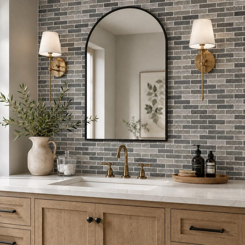 French Gingham Brick 12-in x 10-in Glass Mosaic Wall Tile( 8.3 sq. ft. /Box )
