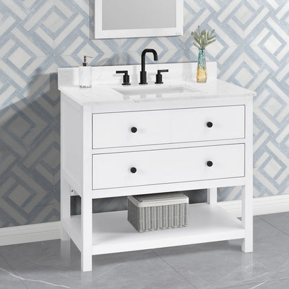 Encino 36" Single Vanity With Carrara White Quartz Stone Top