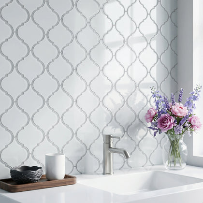 Arabesque Frosted 9-in x 12-in Glass Mosaic Wall Tile( 7.5 sq. ft. /Box )