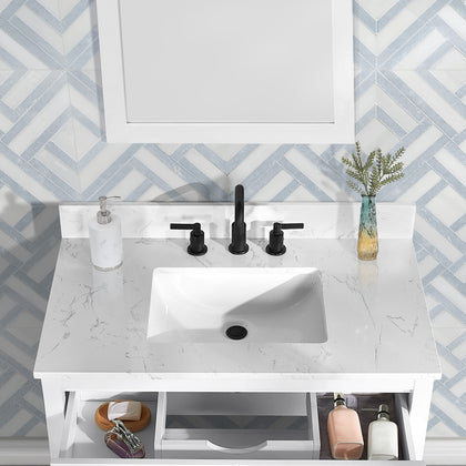 Encino 36" Single Vanity With Carrara White Quartz Stone Top