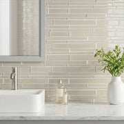Nude Glass Mix Random Strip 12-in x 12-in Glass Mosaic Wall Tile( 10 sq. ft. /Box )