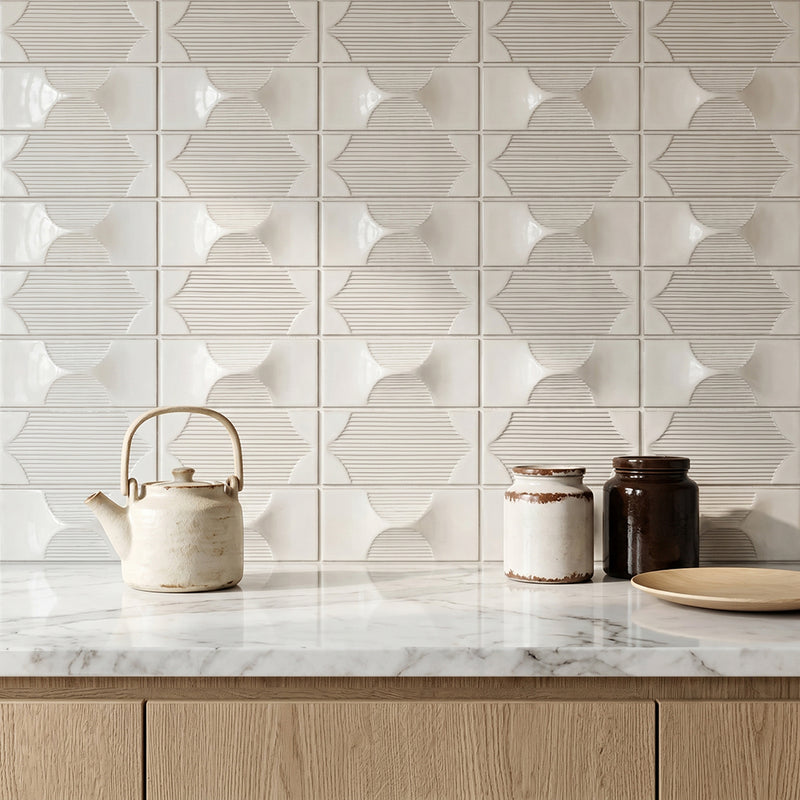 Arabesque Textured Handmade Cream 12-1/2-in x 16-in Porcelain Mosaic Floor and Wall Tile( 8.3 sq. ft. /Box )