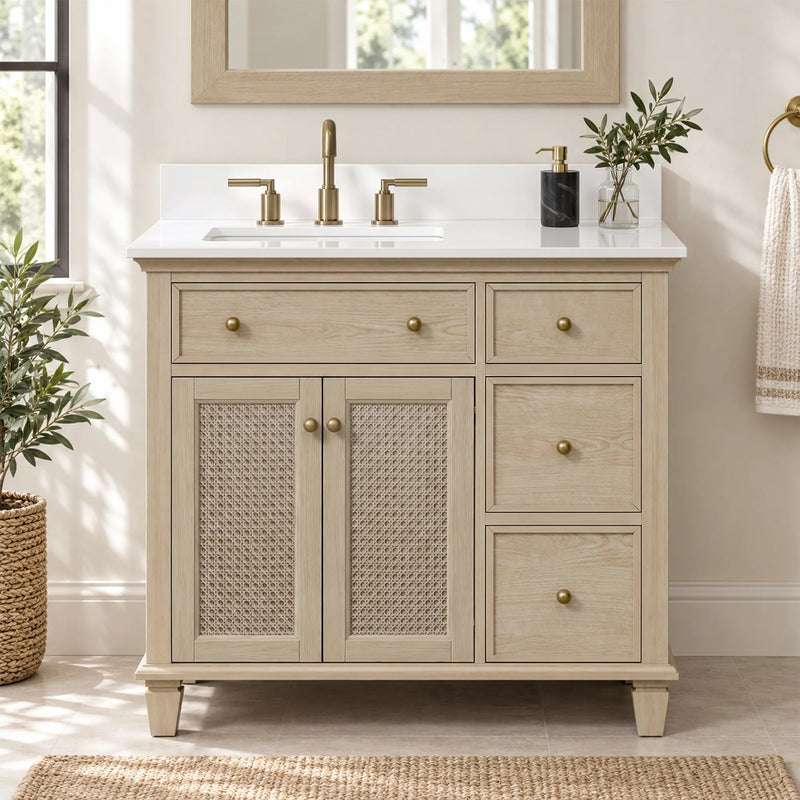 Ronnie 36" Vanity Set with Pure White Quartz top