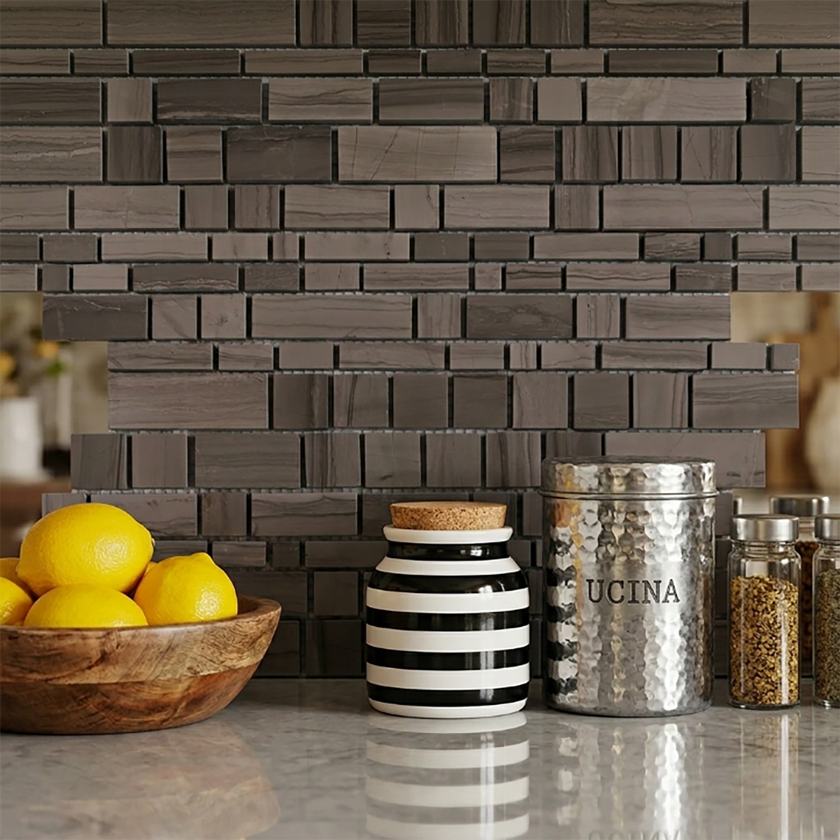 Athens Gray Multi-Square 12-in x 12-in Honed Mosaic Wall Tile( 5 sq. ft. /Box )