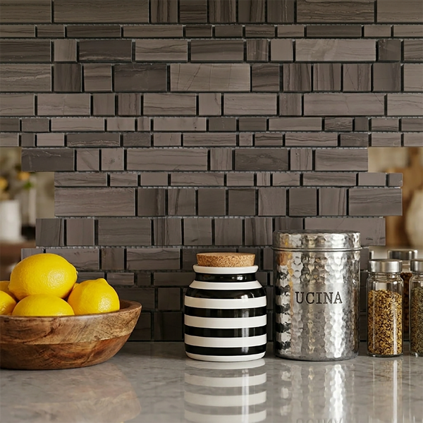 Athens Gray Multi-Square 12-in x 12-in Honed Mosaic Wall Tile( 5 sq. ft. /Box )