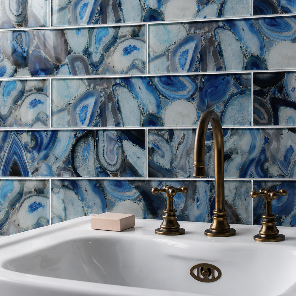 Inkjet Geode 4-in x 16-in Glass Tile( 8.8 sq. ft. /Box )