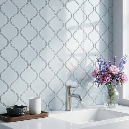 Arabesque Frosted 9-in x 12-in Glass Mosaic Wall Tile( 7.5 sq. ft. /Box )