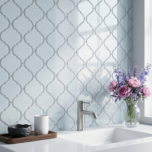 Arabesque Frosted 9-in x 12-in Glass Mosaic Wall Tile( 7.5 sq. ft. /Box )
