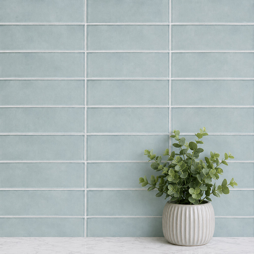 Light Blue 3-in x 9-in Glass Tile( 5 sq. ft. /Box )