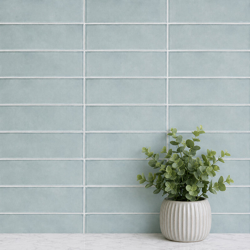 Light Blue 3-in x 9-in Glass Tile( 5 sq. ft. /Box )