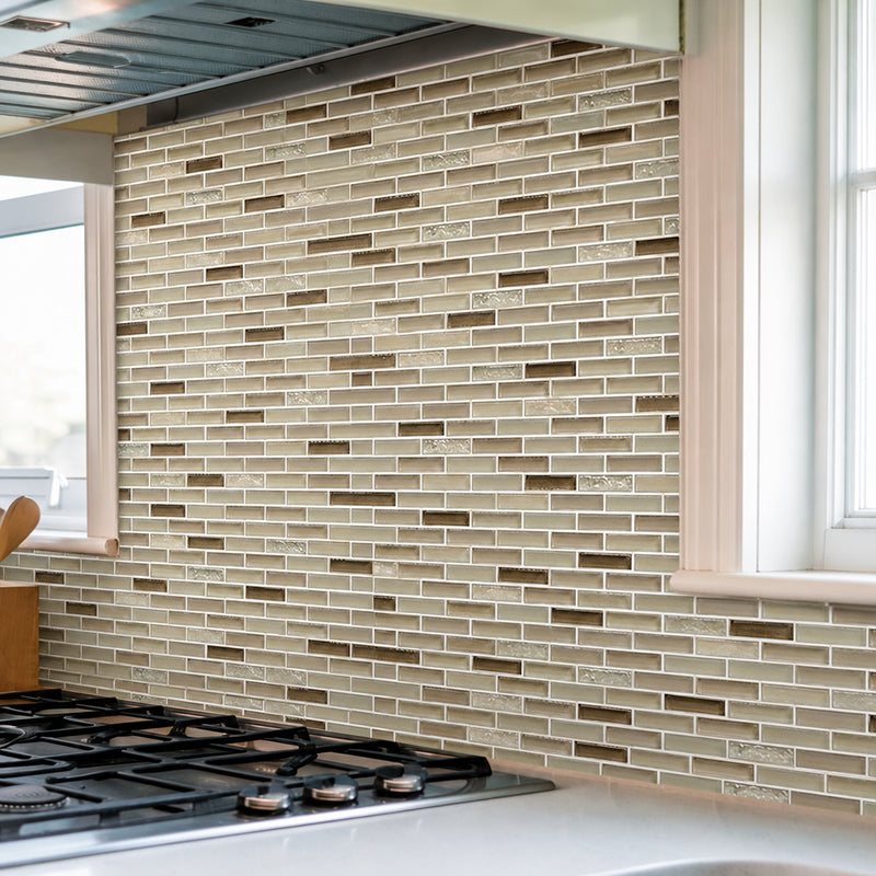 Farnsworth Random Strips 12-in x 12-in Glass Mosaic Wall Tile( 10 sq. ft. /Box )