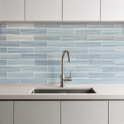 Blue Handpainted 16-in x 8-in Subway Glass Mosaic Wall Tile( 8.89 sq. ft. /Box )