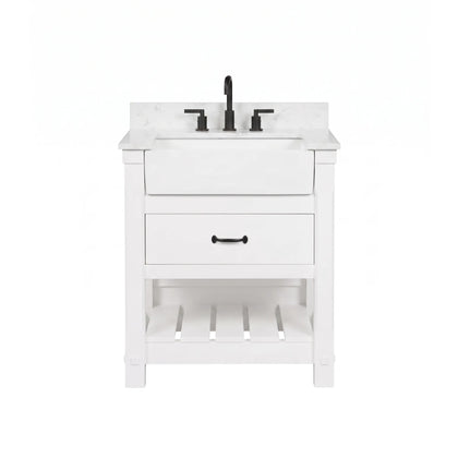 Farmington 30" Vanity Family Set with Carrara Engineered stone top - Dove White
