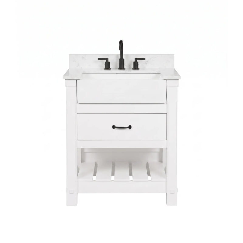 Farmington 30" Vanity Family Set with Carrara Engineered stone top - Dove White