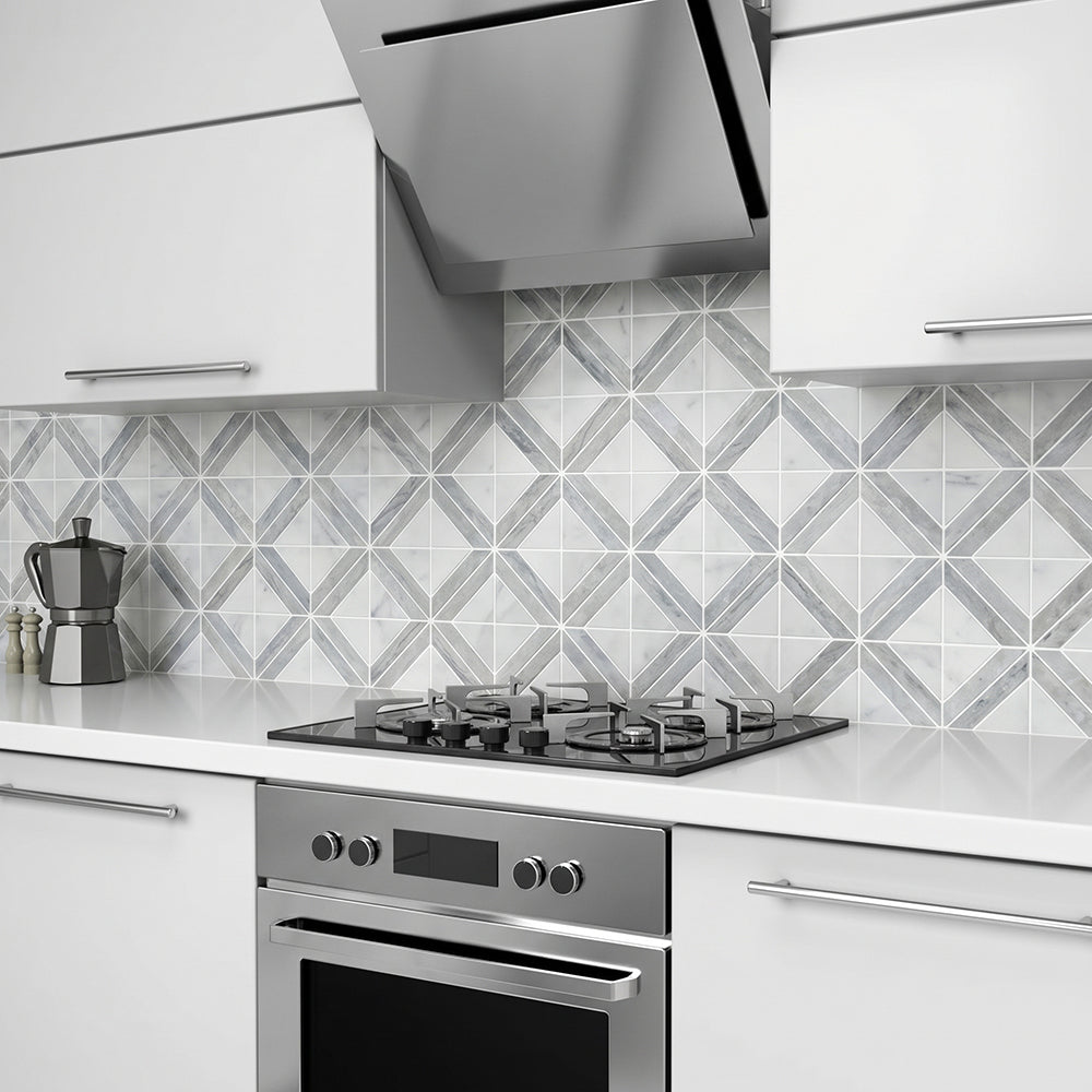 Rubik Cube Pattern 12-in x 12-in Marble Mosaic Floor and Wall Tile( 5 sq. ft. /Box )