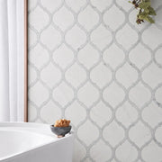 Marrakesh - Carrara White & Thassos White 9-in x 10-in Waterjet Mosaic Floor and Wall Tile( 3.15 sq. ft. /Box )