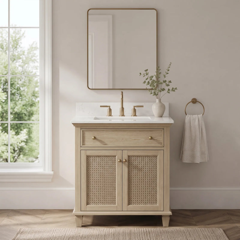 Ronnie 30" Vanity Set with White Carrara Quartz Top