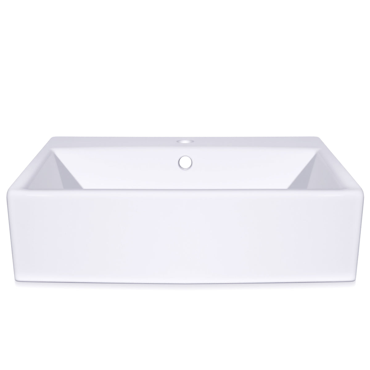 21 Inch Rectangular Modern White Ceramic Bathroom Vessel Sink with Overflow - sleek above-counter design