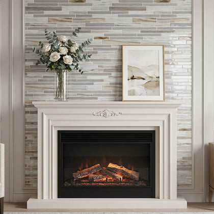 12-in x 12-in Antique Ice Random Strip Glass Mix Mosaic Wall Tile( 20 sq. ft. /Box )