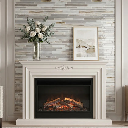 12-in x 12-in Antique Ice Random Strip Glass Mix Mosaic Wall Tile( 20 sq. ft. /Box )