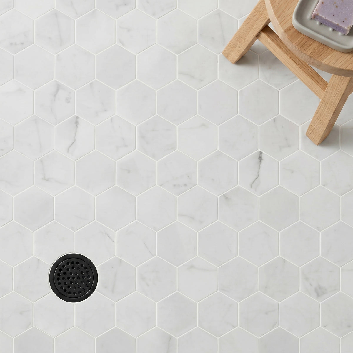 3-in Calacatta Hexagon 12-in x 10-in Polished Marble Mosaic Floor and Wall Tile( 4.15 sq. ft. /Box )