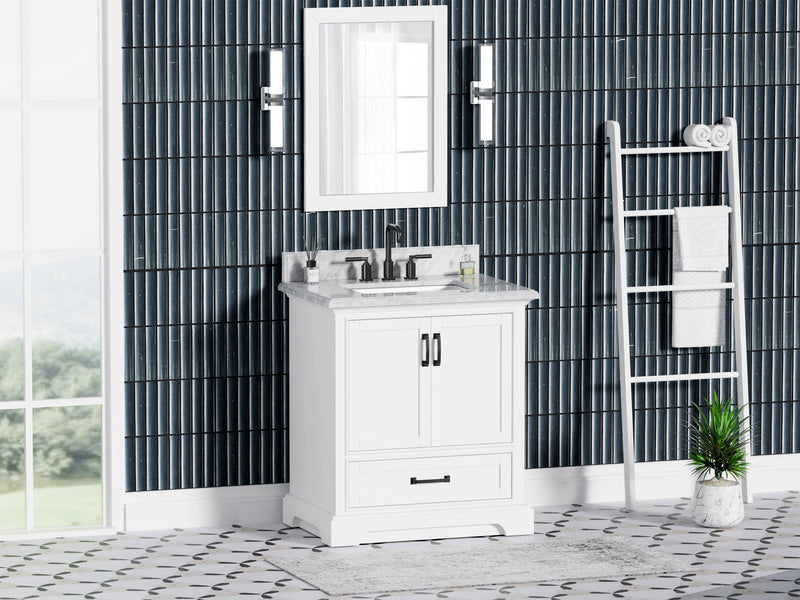 Rhoda 30" Vanity Set with Luxurious Carrara Marble Top